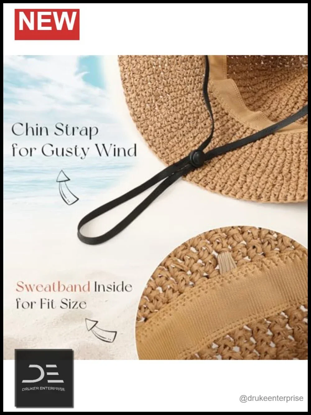 Handcrafted Paper Straw Bucket Hat with UPF 50+ Sun Protection